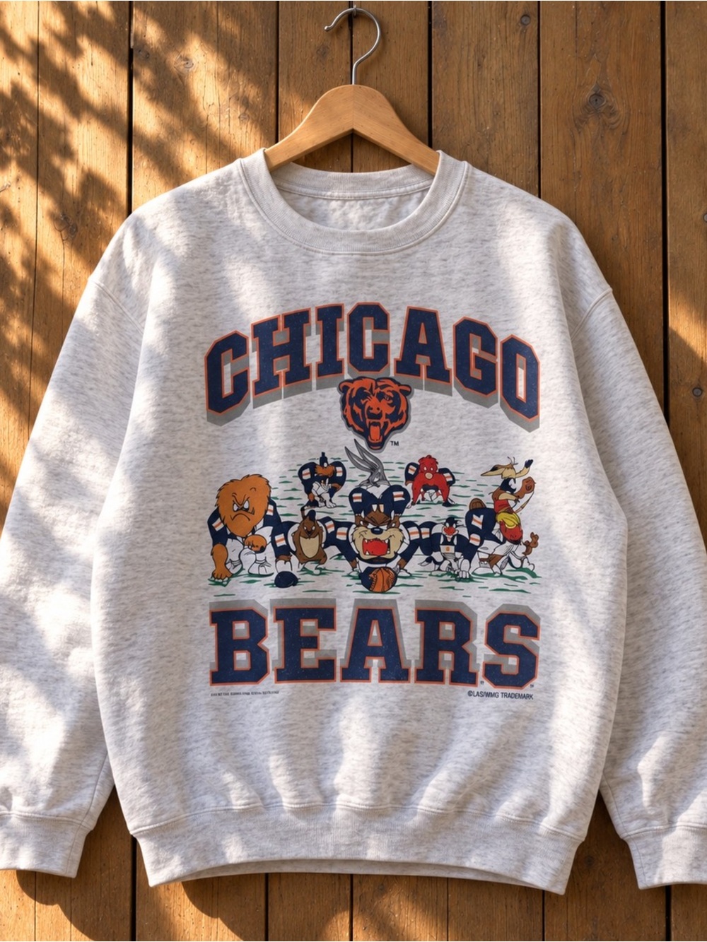 Chicago Bears Cartoon Graphic Sweatshirt Ash Grey Unisex